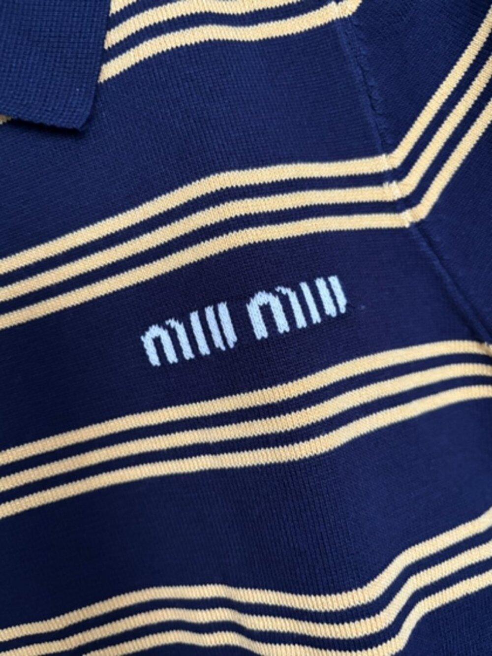 💛MIU MIU💛 yellow and blue striped short-sleeved polo shirt - Picture 2 of 5